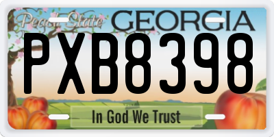 GA license plate PXB8398