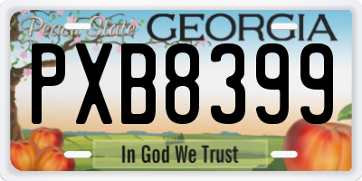 GA license plate PXB8399