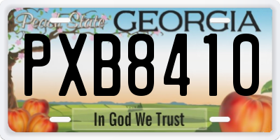 GA license plate PXB8410
