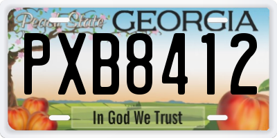 GA license plate PXB8412