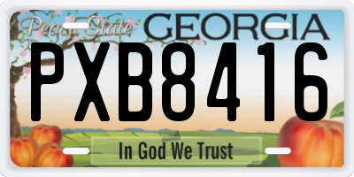 GA license plate PXB8416