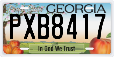 GA license plate PXB8417