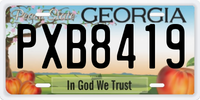 GA license plate PXB8419