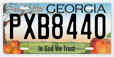 GA license plate PXB8440