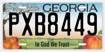 GA license plate PXB8449