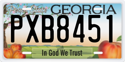 GA license plate PXB8451