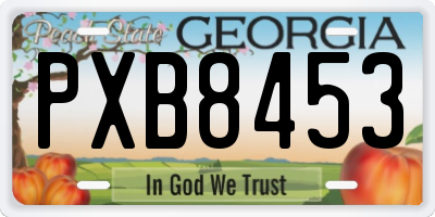 GA license plate PXB8453