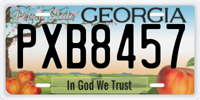 GA license plate PXB8457