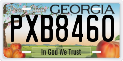 GA license plate PXB8460