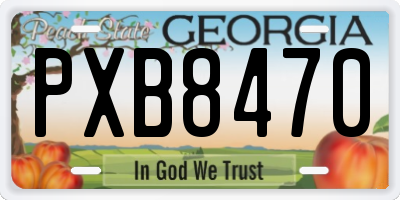GA license plate PXB8470