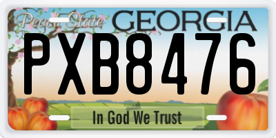 GA license plate PXB8476