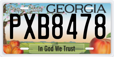 GA license plate PXB8478