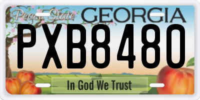 GA license plate PXB8480
