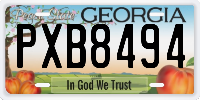 GA license plate PXB8494