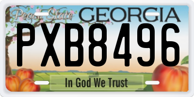 GA license plate PXB8496