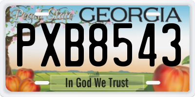 GA license plate PXB8543