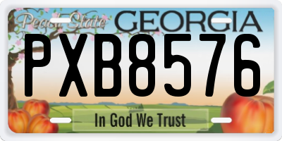 GA license plate PXB8576