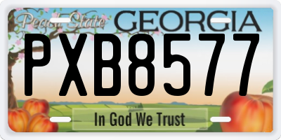GA license plate PXB8577