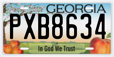 GA license plate PXB8634