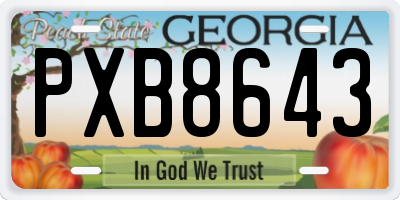 GA license plate PXB8643