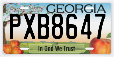 GA license plate PXB8647