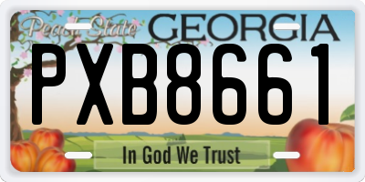 GA license plate PXB8661