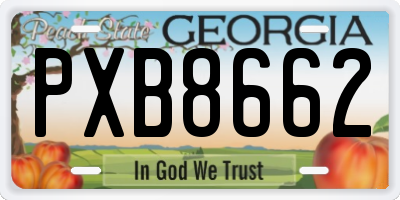 GA license plate PXB8662