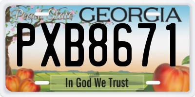 GA license plate PXB8671