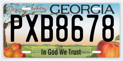 GA license plate PXB8678