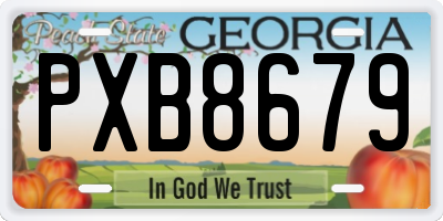 GA license plate PXB8679