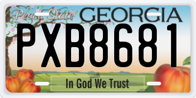 GA license plate PXB8681
