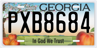 GA license plate PXB8684