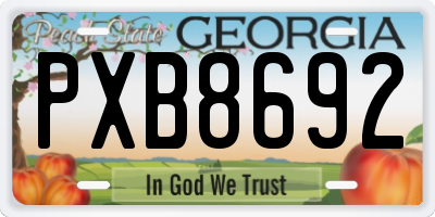 GA license plate PXB8692