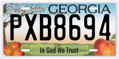 GA license plate PXB8694