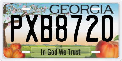 GA license plate PXB8720