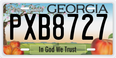 GA license plate PXB8727