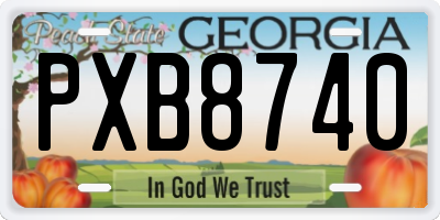GA license plate PXB8740