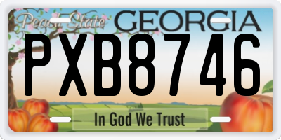 GA license plate PXB8746