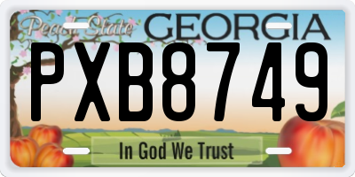 GA license plate PXB8749