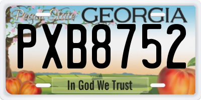 GA license plate PXB8752