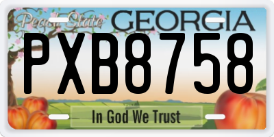 GA license plate PXB8758