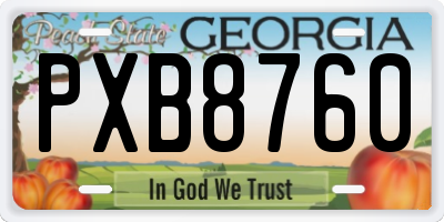 GA license plate PXB8760