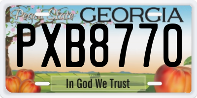 GA license plate PXB8770