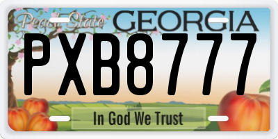 GA license plate PXB8777