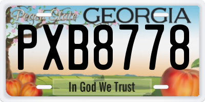 GA license plate PXB8778