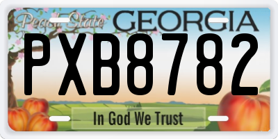 GA license plate PXB8782