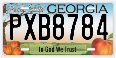 GA license plate PXB8784