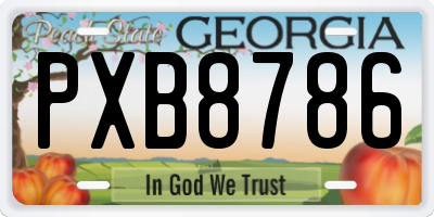 GA license plate PXB8786