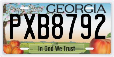 GA license plate PXB8792