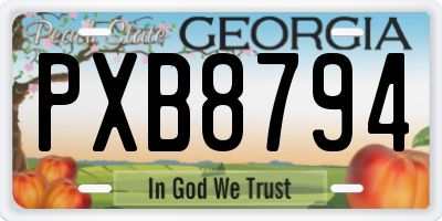 GA license plate PXB8794
